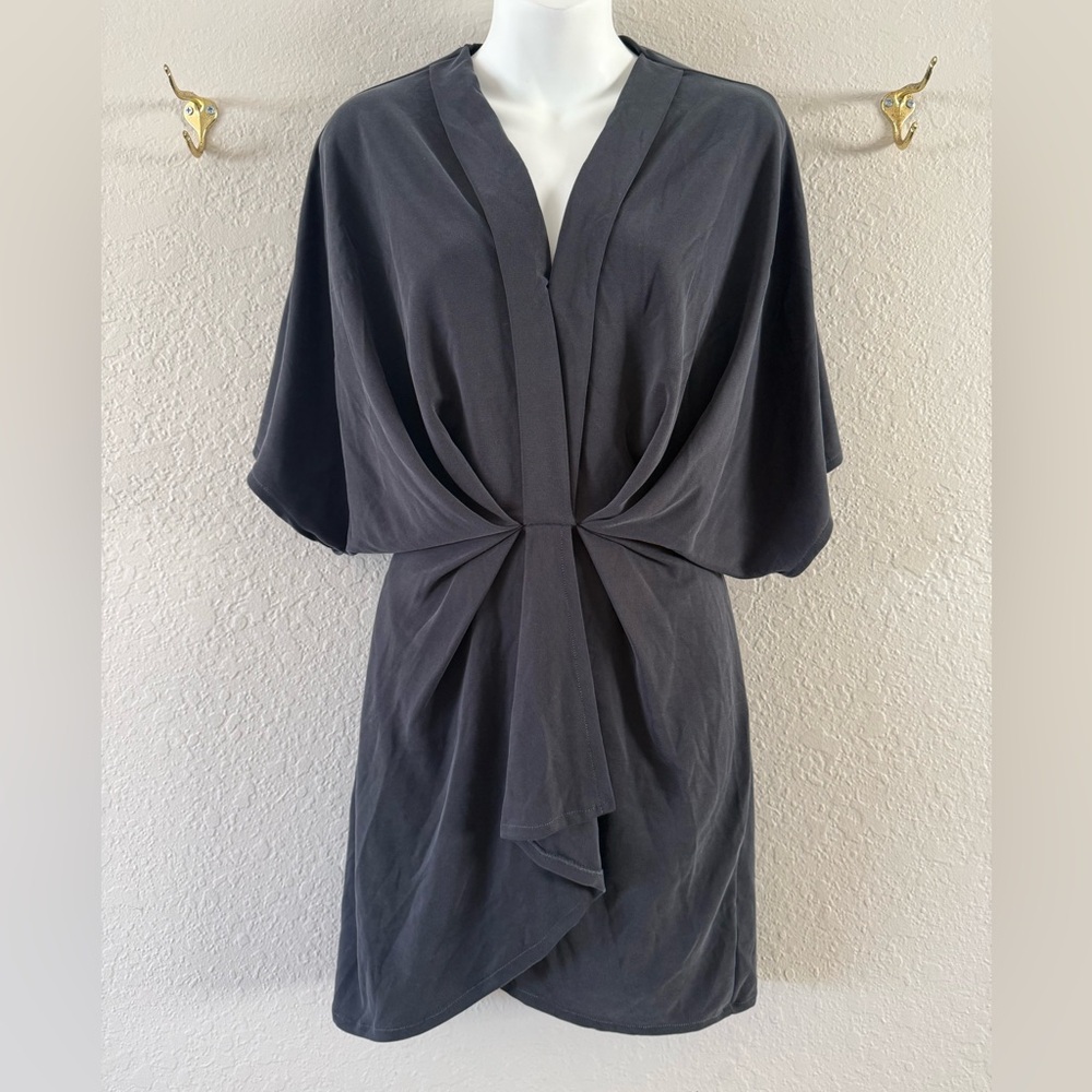 Women's Charcoal Twist-Front Short Dress
